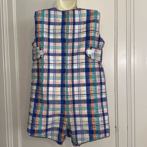Vintage Monday’s Child plaid madras summer cloth romper/shortalls 4T - Picture 4 of 6